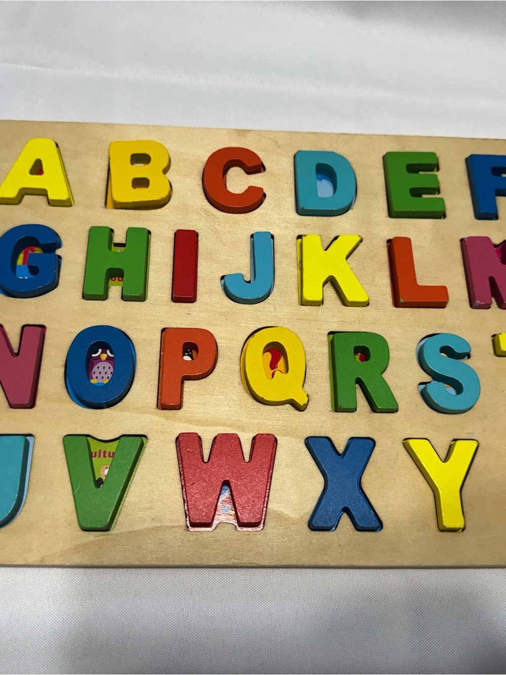 Kids Wooden Alphabet Puzzle - Multi-Color Educational Toy Pre-K